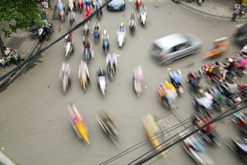 crazy motorbike traffics, Hanoi, Vietnam