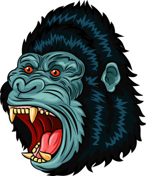 Illustration of Angry gorilla head character isolated on white background
