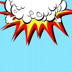 Comic book illustration with explosion on top. Vector illustration