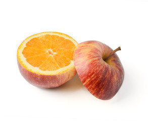 Naklejka na ściany i meble Apple orange inside GMO concept genetically modified fruit