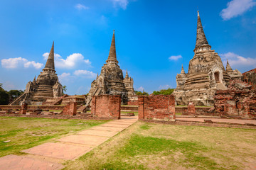 Fototapeta premium Ayutthaya Historical Park (Wat Phrasisanpetch temple), Ayutthaya, Thailand.