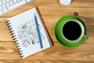 Business workplace with stuff