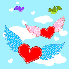 Love bird in Happy Valentine's Day background