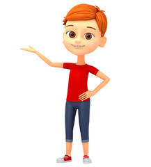 3d rendered illustration. Boy isolated on white background hand