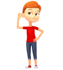 3d rendered illustration. Boy isolated on white background eaves