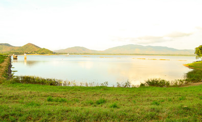 Beautiful view in Bang Pra reservoir in thailand