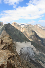 Obraz premium Panorama view with mountain Großvenediger and glaciers in Hohe Tauern Alps, Austria