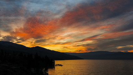 Scenic Sunset on Mountain lake
