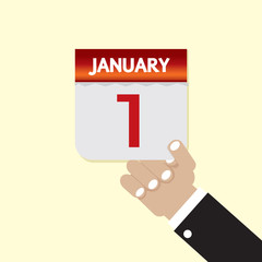 1st January Calendar Vector Illustration.