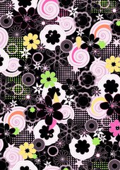 Abstract girls floral on a black background