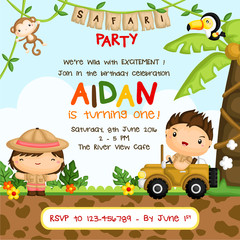 Safari Kids Birthday Invitation © Inkley