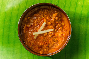 普通のインドのひき肉カレー　 Indian ground meat curry
