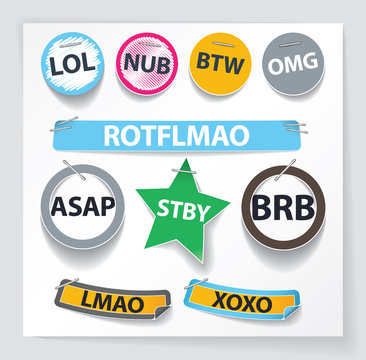Set of internet acronyms as labels.EPS10.