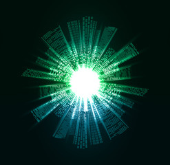 Neon illustration vector illustration round frame of skyscrapers