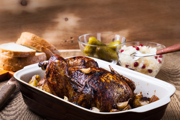 Homemade whole roasted chicken