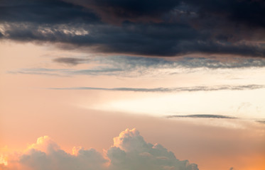 colorful dramatic sky with cloud at sunset
