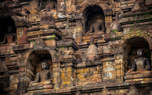 Heritage Buddist temple Borobudur complex in Yogjakarta in Java, indonesia