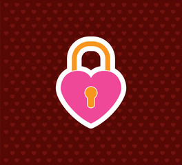 Pink Heart Lock. Valentine`s Day Icon. Love Vector Illustration