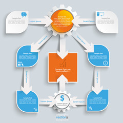 Paper Arrows Big Flowchart Infographic