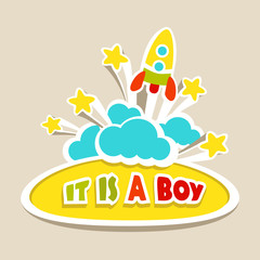 baby boy card rocket