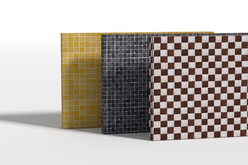 Three walls made of different glazed tile