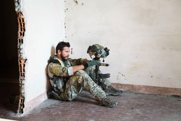 Fototapeta premium Thoughtful American Soldier