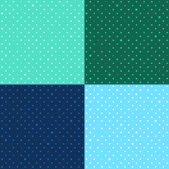 Set Blue Green Star Polka Dots Background Vector Illustration.