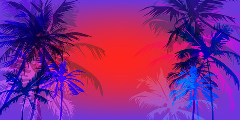 Fototapeta na wymiar Tropical palm banner