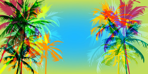 Fototapeta na wymiar Tropical palm banner