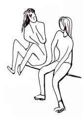 Instant sketch, two girls