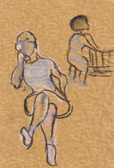 Fototapeta na wymiar Instant sketch, woman