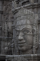 abandoned temple with Cambodian gods idol statue