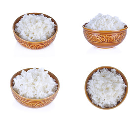  Set of Rice in a bowl on white background