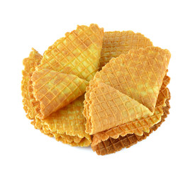 baked waffles on white background