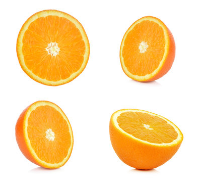 Set of  Slice of ripe tangerine isolated on white background