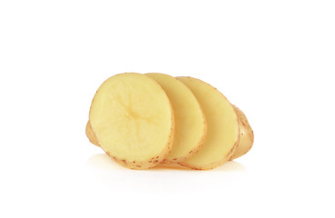 Fototapeta na wymiar Sliced potatoes on white background