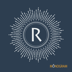 Stock monogram in the form of sunlight. Elegant and modern logo for use in a variety of design projects.