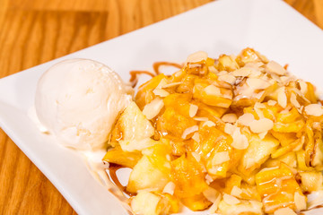 Delicious fried banana dessert.