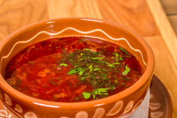 Delicious ukrainian borscht soup.