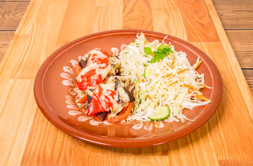 Grilled sliced beef liver with paprika.