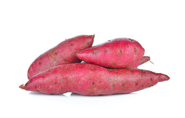 Fresh purple yams isolated on a white background