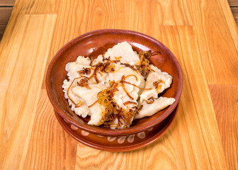 Traditional russian dumplings vareniki.