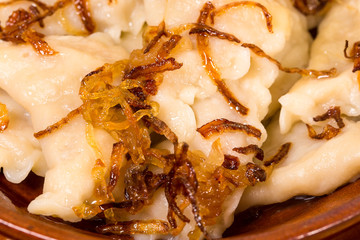 Traditional russian dumplings vareniki.