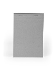 Blank gray notebook isolated on white background.