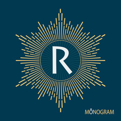 Stock monogram in the form of sunlight. Elegant and modern logo for use in a variety of design projects.