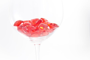 Scarlet little hearts in transparent glass Fougeres