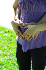 The couple in anticipation of the baby, the fifth month of pregn