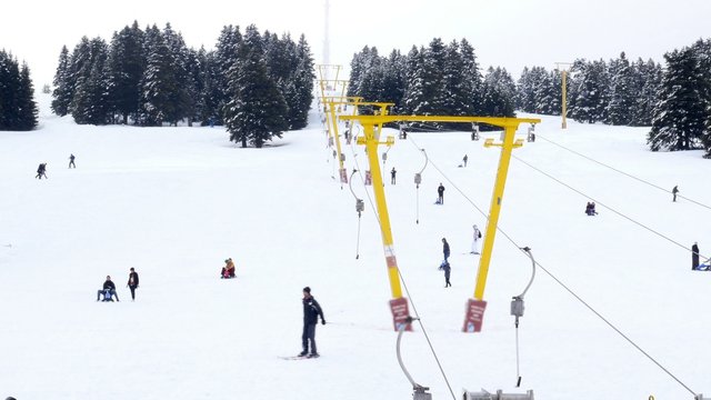 cableway to winter snow sport center, uludag, bursa, turkey