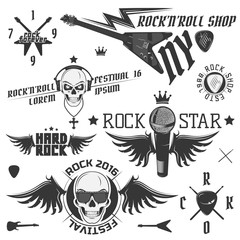 Set of vintage rock and roll emblems