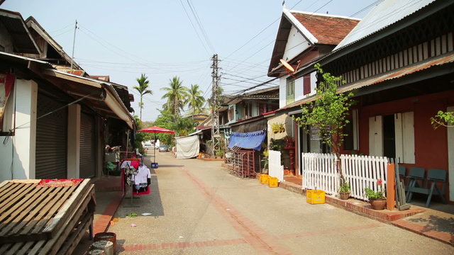 view of easy going relax Luang Prabang streets, Laos